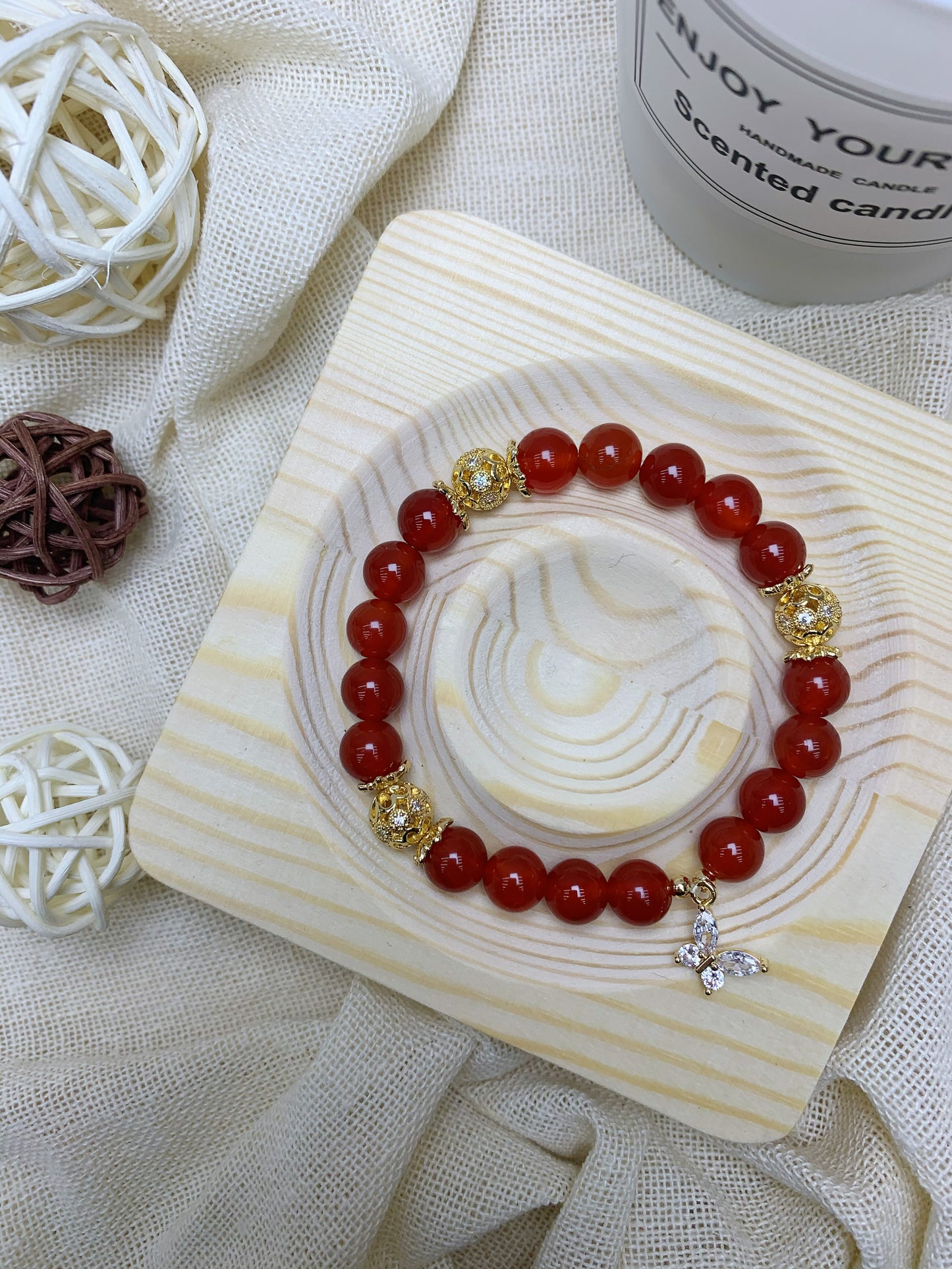 #B01 Carnelian Butterfly Bracelet